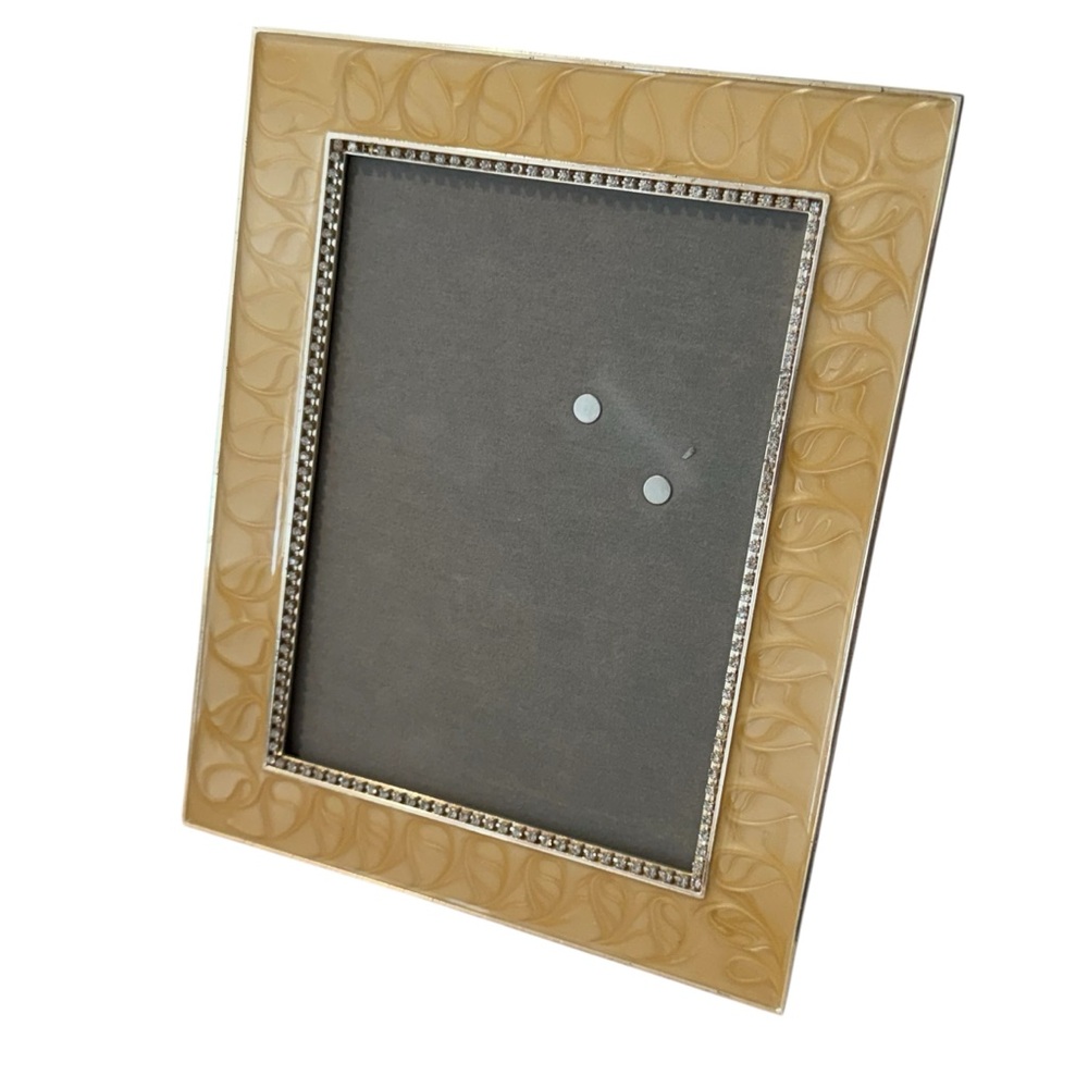 Arte De Casa Gold Tone Swirl Enamel 5x7 Wedding Frame Rhinestone Inner Border